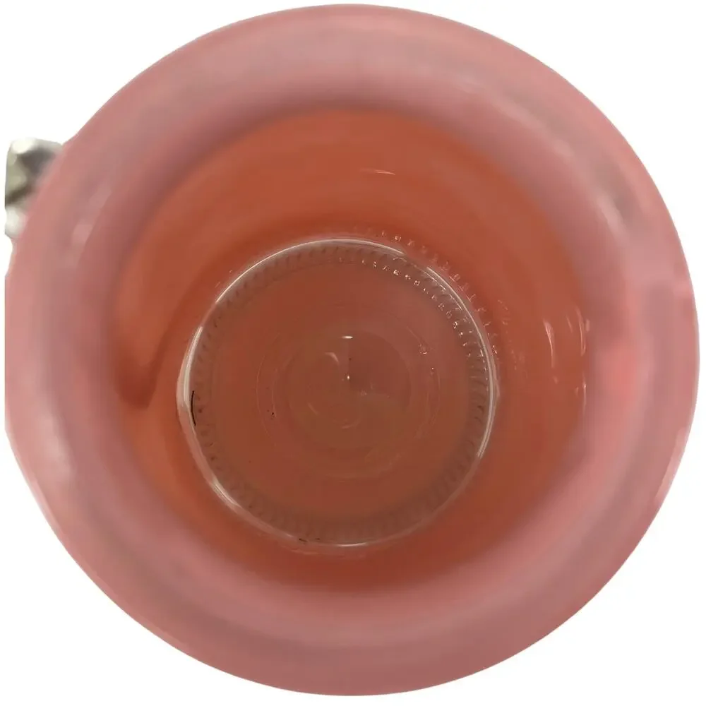 Large Pink Glass Hanging Vase Jar Rope Handle Wide Mouth